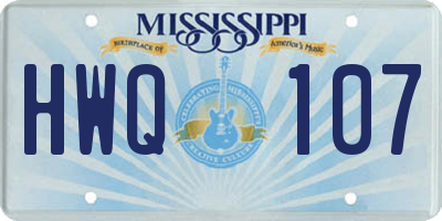 MS license plate HWQ107