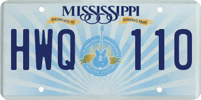 MS license plate HWQ110