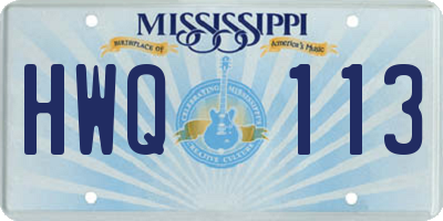 MS license plate HWQ113