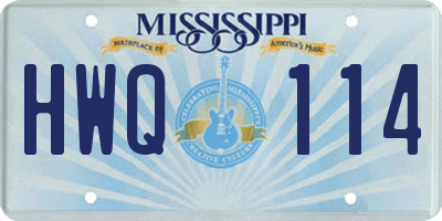 MS license plate HWQ114