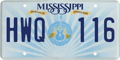 MS license plate HWQ116