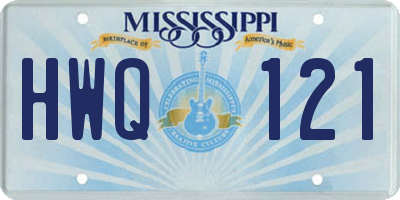 MS license plate HWQ121