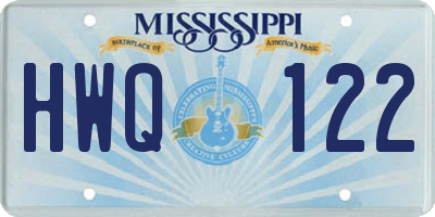 MS license plate HWQ122