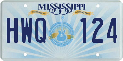 MS license plate HWQ124