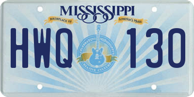 MS license plate HWQ130