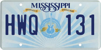MS license plate HWQ131