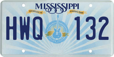 MS license plate HWQ132