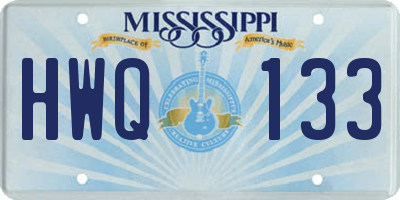 MS license plate HWQ133
