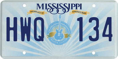 MS license plate HWQ134