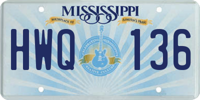MS license plate HWQ136