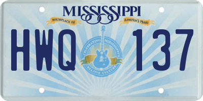 MS license plate HWQ137