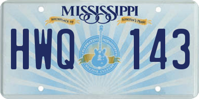 MS license plate HWQ143