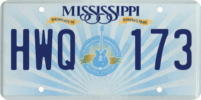 MS license plate HWQ173
