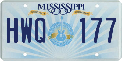 MS license plate HWQ177