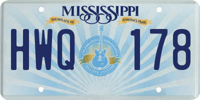 MS license plate HWQ178