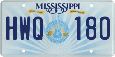MS license plate HWQ180
