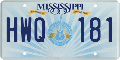 MS license plate HWQ181