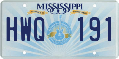 MS license plate HWQ191