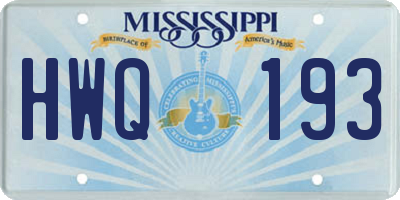 MS license plate HWQ193