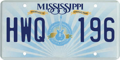 MS license plate HWQ196