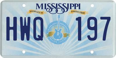 MS license plate HWQ197