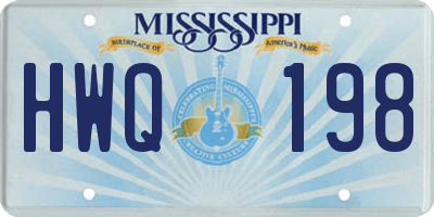 MS license plate HWQ198