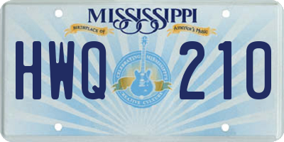 MS license plate HWQ210