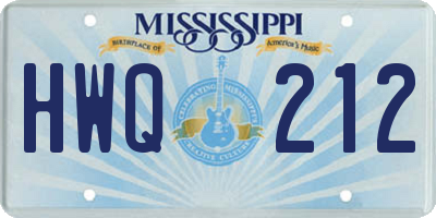 MS license plate HWQ212