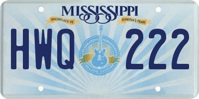 MS license plate HWQ222