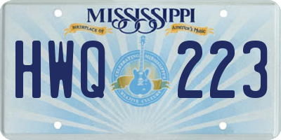 MS license plate HWQ223
