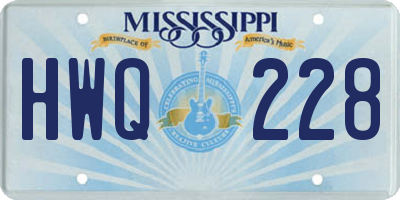 MS license plate HWQ228