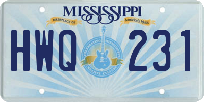 MS license plate HWQ231