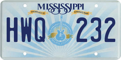 MS license plate HWQ232