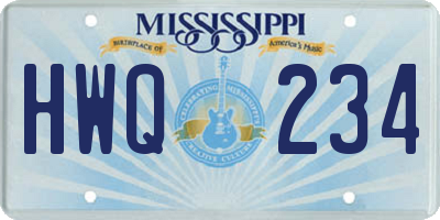 MS license plate HWQ234