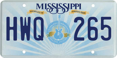 MS license plate HWQ265