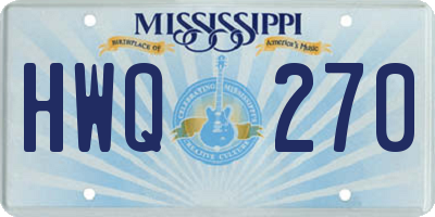 MS license plate HWQ270