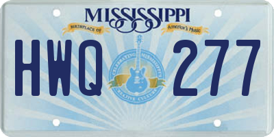MS license plate HWQ277