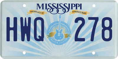 MS license plate HWQ278