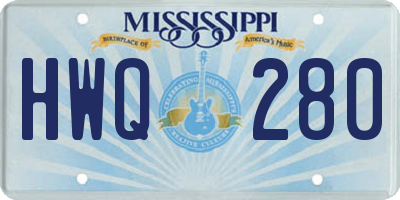 MS license plate HWQ280