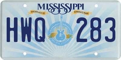 MS license plate HWQ283