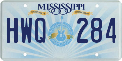 MS license plate HWQ284