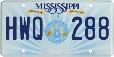 MS license plate HWQ288