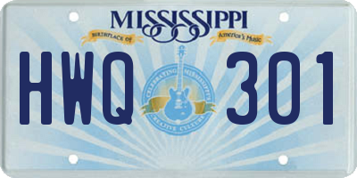 MS license plate HWQ301