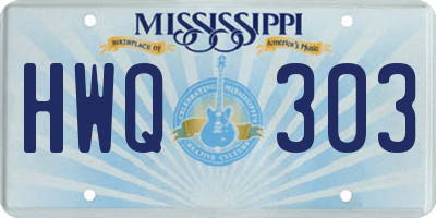 MS license plate HWQ303