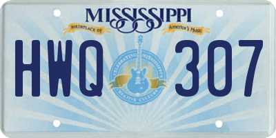 MS license plate HWQ307