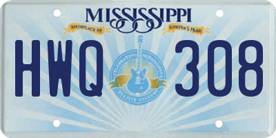 MS license plate HWQ308