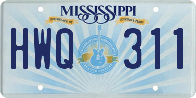 MS license plate HWQ311