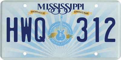 MS license plate HWQ312