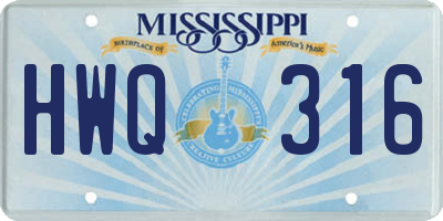 MS license plate HWQ316