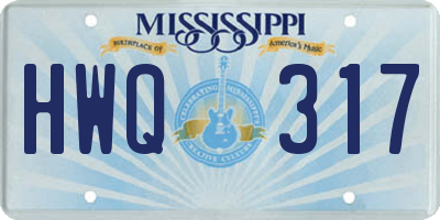 MS license plate HWQ317